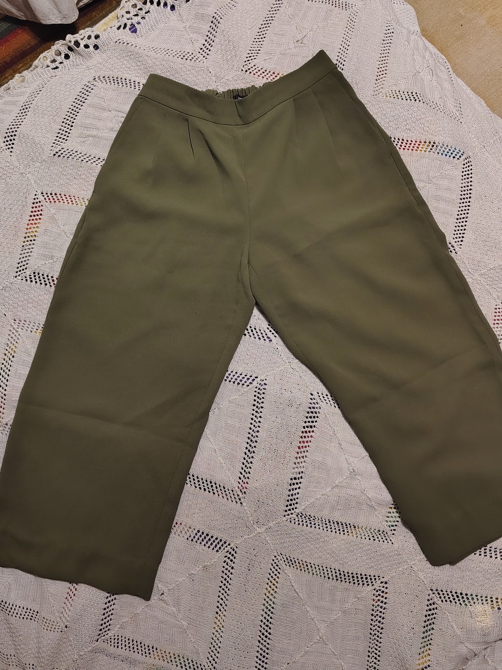 J Crew 365 pants Olive Wide-Leg Cropped Trousers - Women